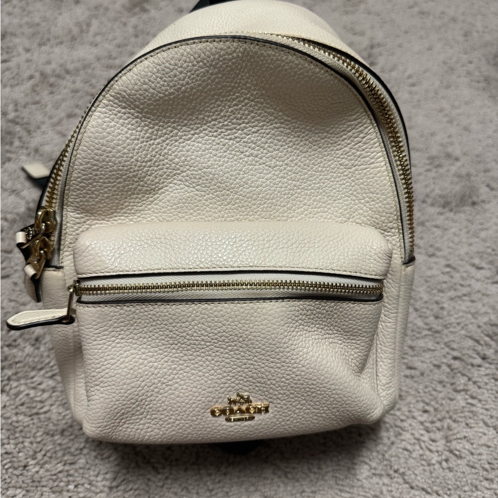Coach Cream Leather Backpack with Gold Hardware